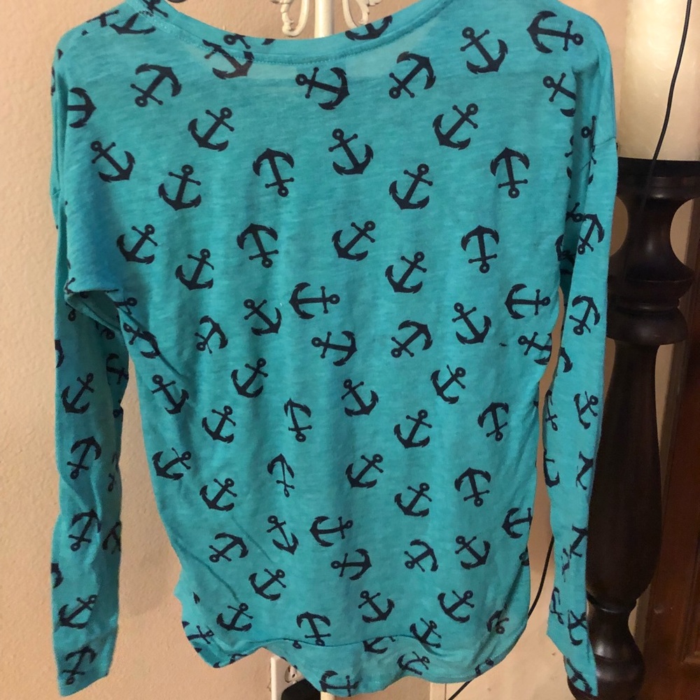 Juniors teal anchor top